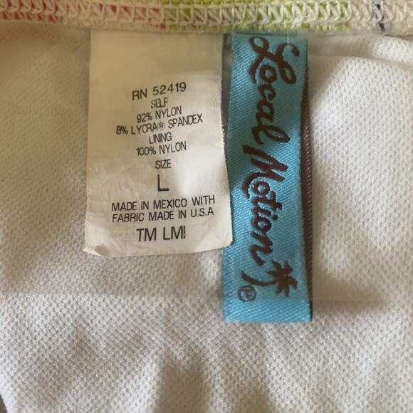 LOCAL MOTION WOMEN'S WHITE/PINK/GREEN‎ TROPICAL FISH BIKINI LARGE-EUC - Picture 7 of 7